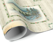 素朴ヴィンテージ冬の風景コラージュ ラッピングペーパー (ロールコーナー)