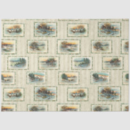 素朴ヴィンテージ冬の風景コラージュ 薄葉紙