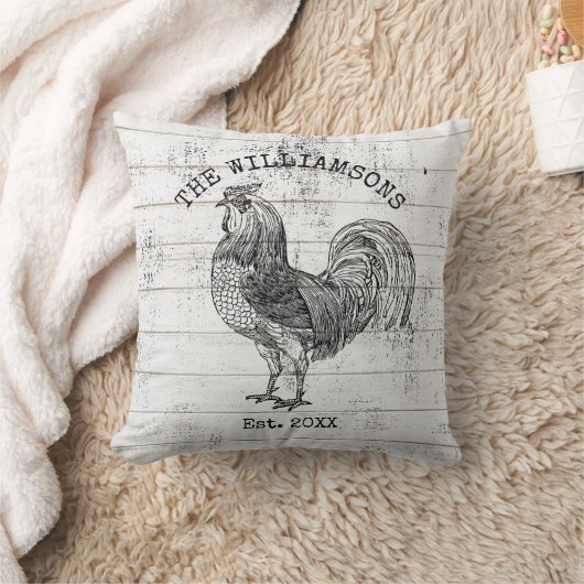 素朴ヴィンテージ動揺してファミリーネームファームルースター クッション (ブランケット)