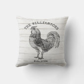 素朴ヴィンテージ動揺してファミリーネームファームルースター クッション (裏面)