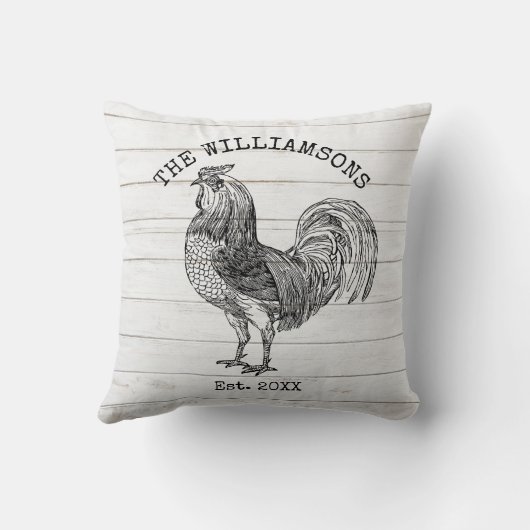 素朴ヴィンテージ動揺してファミリーネームファームルースター クッション (裏面)