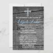 素朴ヴィンテージ十字洗礼付き木材 招待状 (正面)