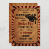 素朴ヴィンテージ卒業パーティ招待状 招待状 (正面/裏面)