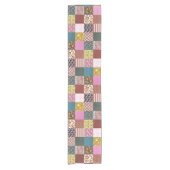 素朴ヴィンテージ国パッチワークキルトパターン ショートテーブルランナー (正面)