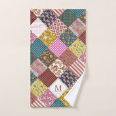 素朴ヴィンテージ国パッチワークキルトパターン バスタオルセット (ハンドタオル)