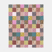 素朴ヴィンテージ国パッチワークキルトパターン フリースブランケット (正面)
