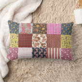 素朴ヴィンテージ国パッチワークキルトパターン ランバークッション (ブランケット)