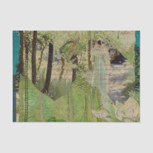 素朴ヴィンテージ女性緑のテクスチャの切り離し 薄葉紙 (正面)