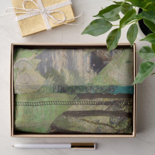 素朴ヴィンテージ女性緑のテクスチャの切り離し 薄葉紙 (ギフト)