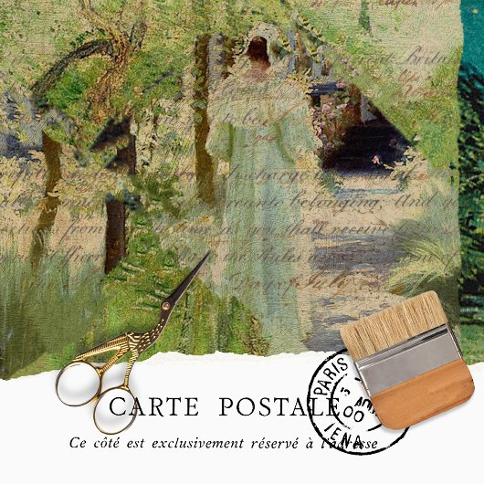 素朴ヴィンテージ女性緑のテクスチャの切り離し 薄葉紙