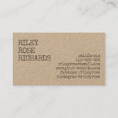 素朴ヴィンテージ手作り手作りクラフト 名刺 (裏面)