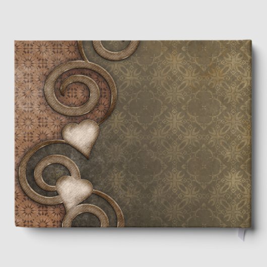 素朴ヴィンテージ探し茶色のハート結婚ズ ゲストブック (裏面)