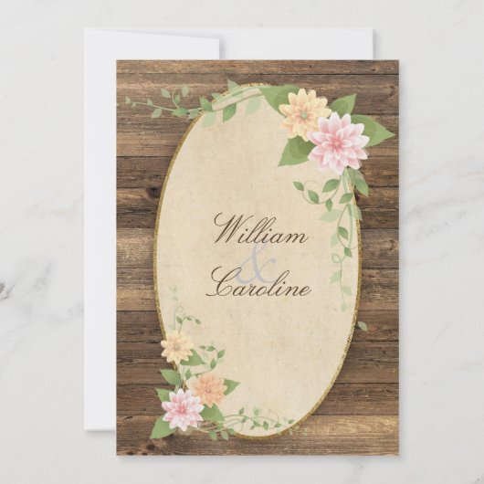 素朴ヴィンテージ春フラワー結婚式招待状 招待状 (裏面)