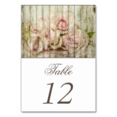 素朴ヴィンテージ木材とバラ結婚ズ テーブルナンバー (裏面)