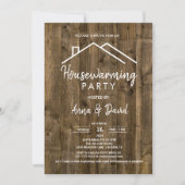 素朴ヴィンテージ木目モダン引っ越し祝いパーティーパーティー 招待状 (正面)