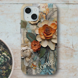 素朴ヴィンテージ植物学パーソナライズされた学名 iPhone 15ケース