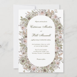 素朴ヴィンテージ植物性フローラ結婚式招待状 招待状