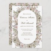素朴ヴィンテージ植物性フローラ結婚式招待状 招待状 (正面/裏面)
