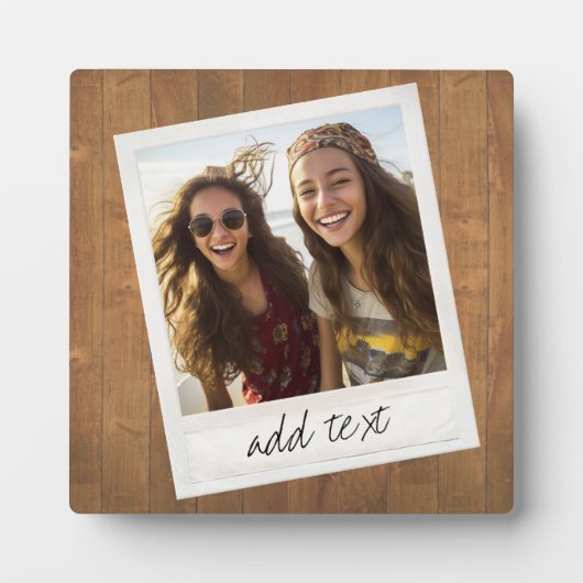 素朴ヴィンテージ正方形フォトフレーム付き木材 フォトプラーク (正面)