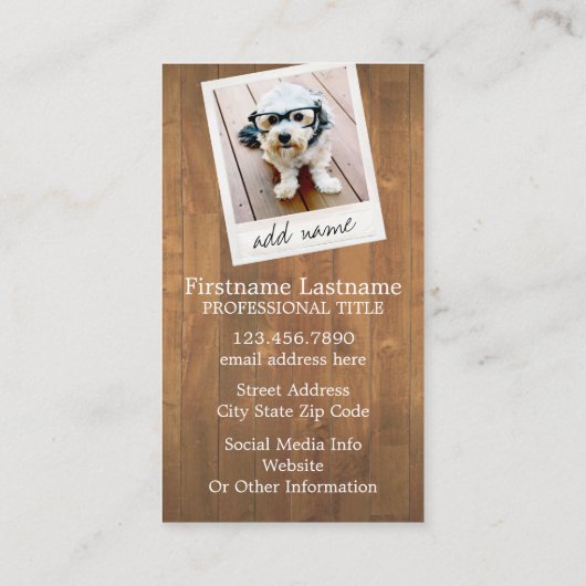 素朴ヴィンテージ正方形フォトフレーム付き木材 名刺 (裏面)