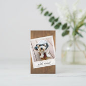 素朴ヴィンテージ正方形フォトフレーム付き木材 名刺 (スタンド正面)