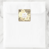 素朴ヴィンテージ水彩フローラ結婚開花 スクエアシール (バッグ)