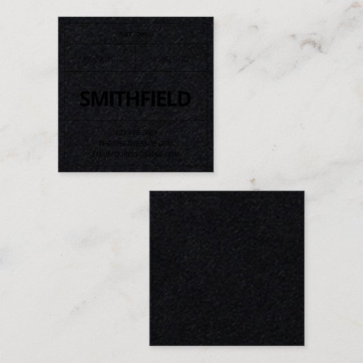 素朴ヴィンテージ産業用ブラックオンブラックトーン スクエア名刺 (正面/裏面)
