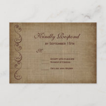 素朴ヴィンテージ紙ウェディングRSVPカード
