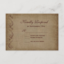 素朴ヴィンテージ紙ウェディングRSVPカード 出欠カード