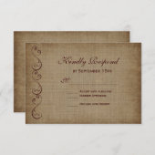 素朴ヴィンテージ紙ウェディングRSVPカード 出欠カード (正面/裏面)
