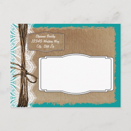 素朴ヴィンテージ紙ティール（緑がかった色）日付はがきを保存 案内ポストカード (裏面)