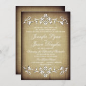 素朴ヴィンテージ紙フローリッシュ結婚式招待状 招待状 (正面/裏面)