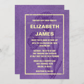 素朴ヴィンテージ紫と金ゴールド結婚式招待状 招待状 (正面/裏面)