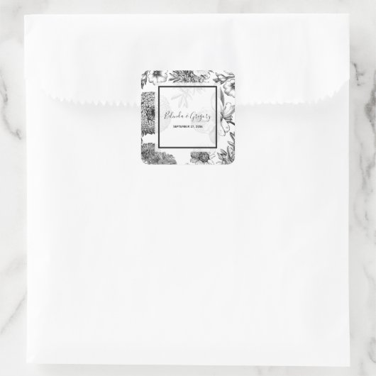 素朴ヴィンテージ結婚の花 スクエアシール (バッグ)