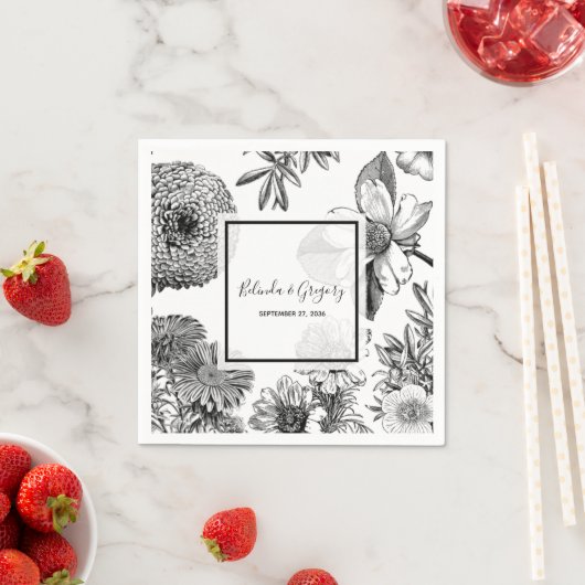 素朴ヴィンテージ結婚の花 スタンダードカクテルナプキン (インサイチュ)