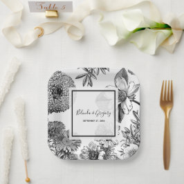 素朴ヴィンテージ結婚の花 ペーパープレート