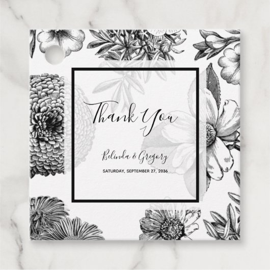 素朴ヴィンテージ結婚花の贈り物 フェイバータグ (正面)