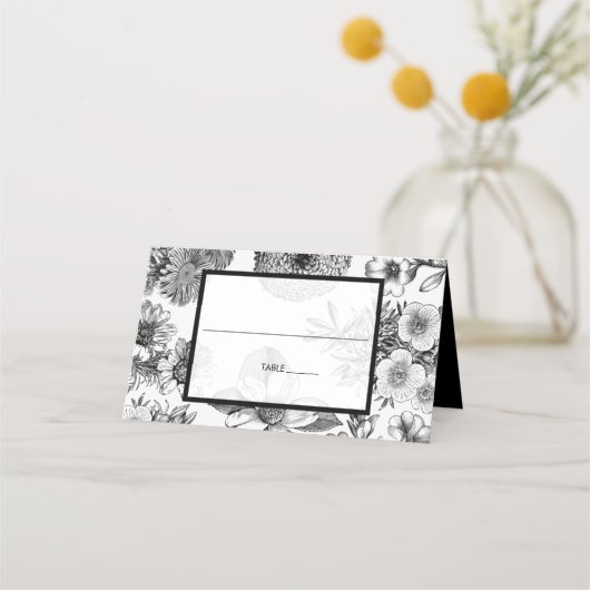 素朴ヴィンテージ結婚花座席表 プレイスカード (正面)