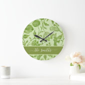 素朴ヴィンテージ緑フローラ ラージ壁時計 (ホーム)