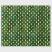 素朴ヴィンテージ緑金ゴールドクリスマスツリーパターン ラッピングペーパー (フラット)