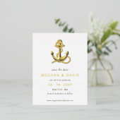 素朴ヴィンテージ航海のいかり 箔招待状ポストカード (立ち正面)