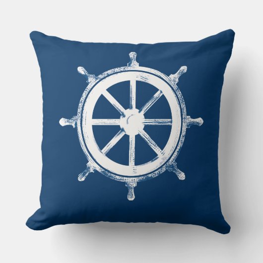 素朴ヴィンテージ船の車輪 クッション (正面)