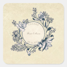 素朴ヴィンテージ花フローラ結婚の感謝してい スクエアシール