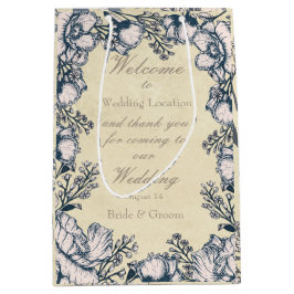 素朴ヴィンテージ花フローラ結婚ズ ミディアムペーパーバッグ