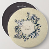 素朴ヴィンテージ花フローラ結婚ズ 缶バッジ (正面&裏面)