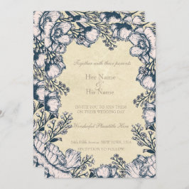 素朴ヴィンテージ花フローラ結婚式招待状 招待状