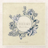 素朴ヴィンテージ花フローラ結婚応援 ガラスコースター (正面)