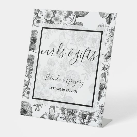 素朴ヴィンテージ花結婚式カード&ギフト 台座サイン (正面)