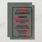 素朴ヴィンテージ赤と黒の結婚式招待状 招待状 (正面/裏面)