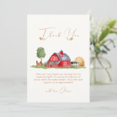 素朴ヴィンテージ農家市場納屋周囲の庭ベビーシャワー サンキューカード (スタンド正面)